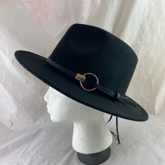 INC International Concepts Accessories - INC International Concepts Black Panama Hat with a Gold Tone Ring Hardware NWT